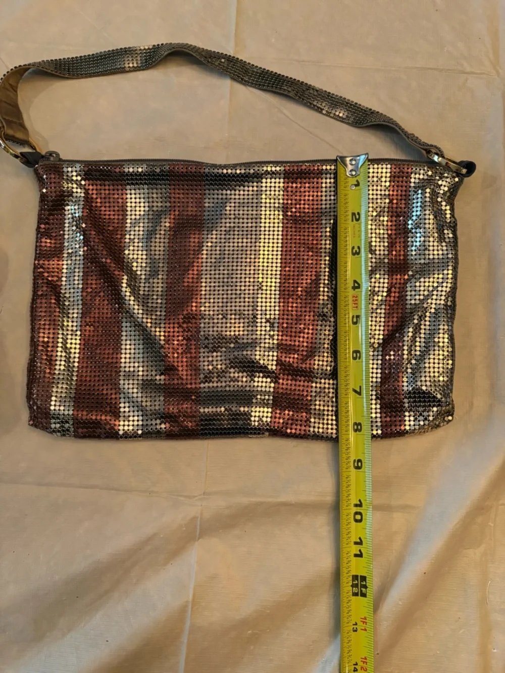 Whiting and David Metallic Mesh Stripe Shoulder Bag - Picture 8 of 9